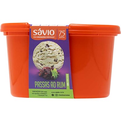 SORVETE SABOR PASSAS AO RUM SÁVIO 1,5L