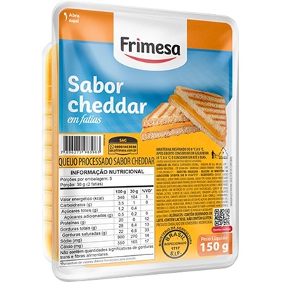 QUEIJO SABOR CHEDDAR FATIADO FRIMESA 150G