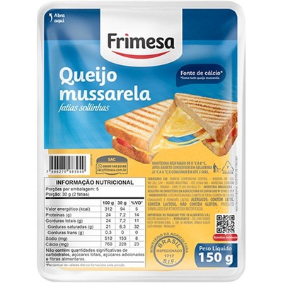 QUEIJO MUSSARELA FATIADO FRIMESA 150G