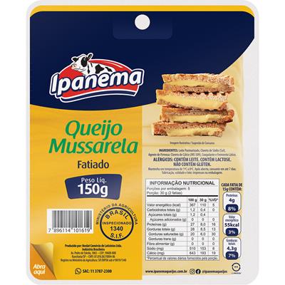 QUEIJO MUSSARELA FATIADO IPANEMA 150G