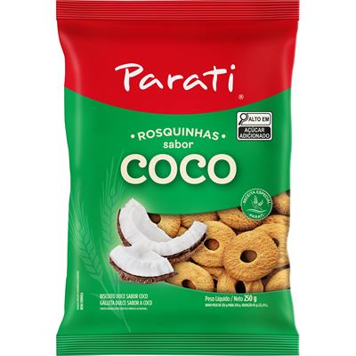BISCOITO ROSQUINHA SABOR COCO PARATI 250G