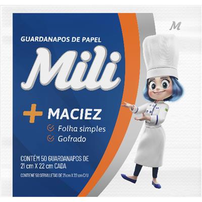 GUARDANAPO DE PAPEL FOLHA SIMPLES MILI 50UN
