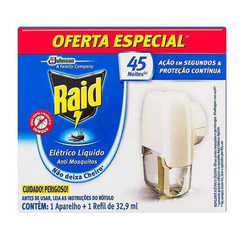 INSETICIDA RAID ELÉTRICO 1 APARELHO+1 REFIL 32,9ML