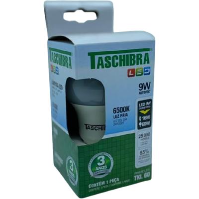 LÂMPADA LED 9W LUZ FRIA 6500K TASCHIBRA 1UN