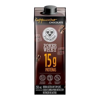 CAPPUCCINO POWER WHEY ZERO LACT 3 CORAÇÕES 250ML
